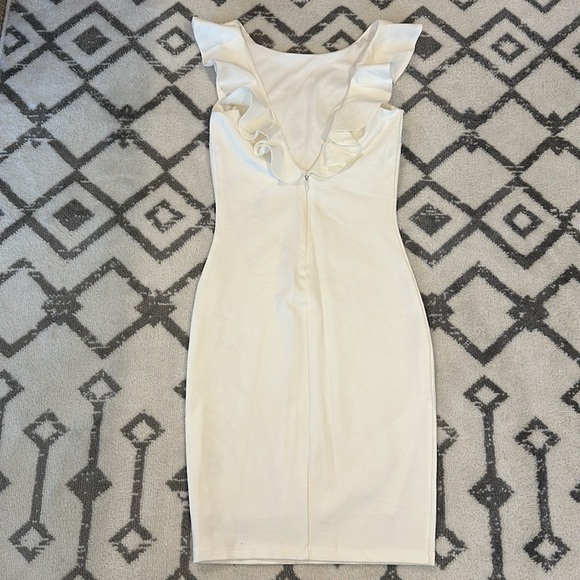 Lulus Ruffle Sleeve Bodycon Mini Dress Sz XS - White - Picture 5 of 5
